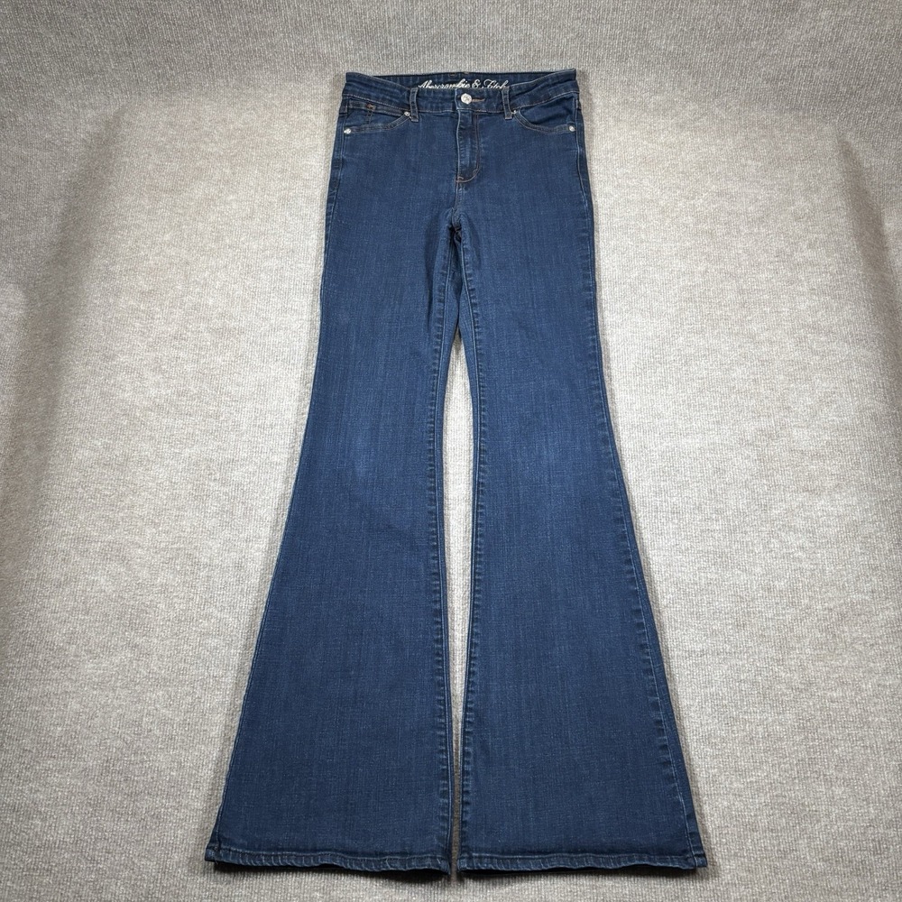 Abercrombie & Fitch Jeans Womens 4R High Rise Flare‎ Dark Blue Denim Western Y2K